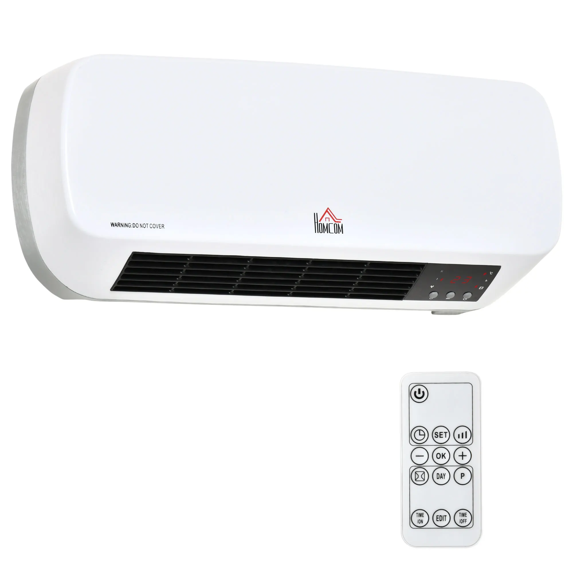 Chauffage de salle de bain mural Homcom 1000W/2000W avec télécommande 45X18,6X11,5Cm