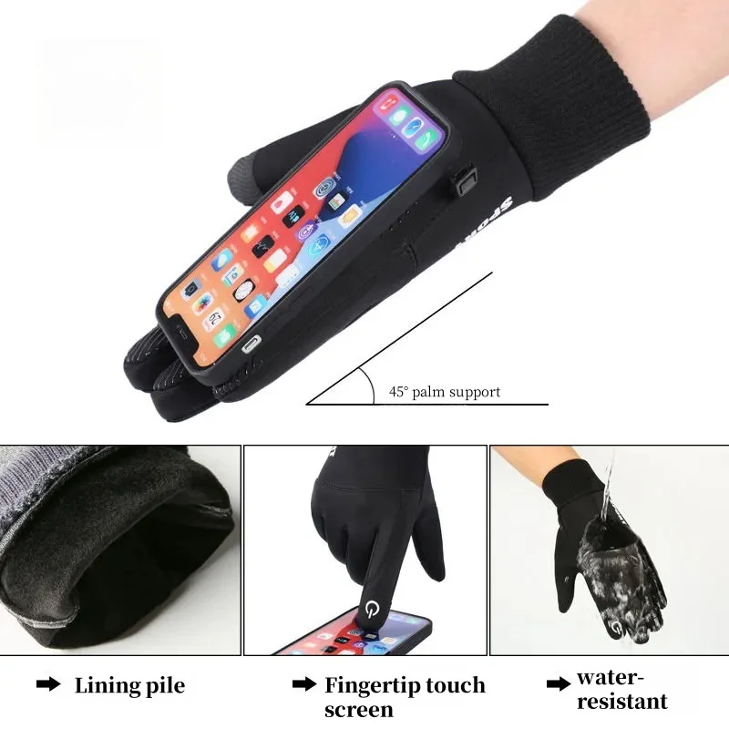 Skihandschoenen Winterfleece Warme handschoenen Heren Sport Verdikt Waterdicht Winddicht Touchscreen Fietshandschoenen