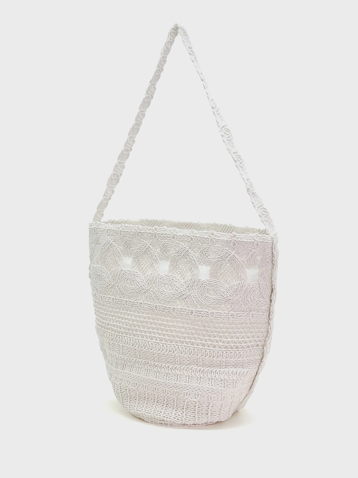 Handcrafted Hollow out Lazy Style Bucket Shape Shoulder Bag Large Capacity for Beach Vacation Daily Commuting Handbag