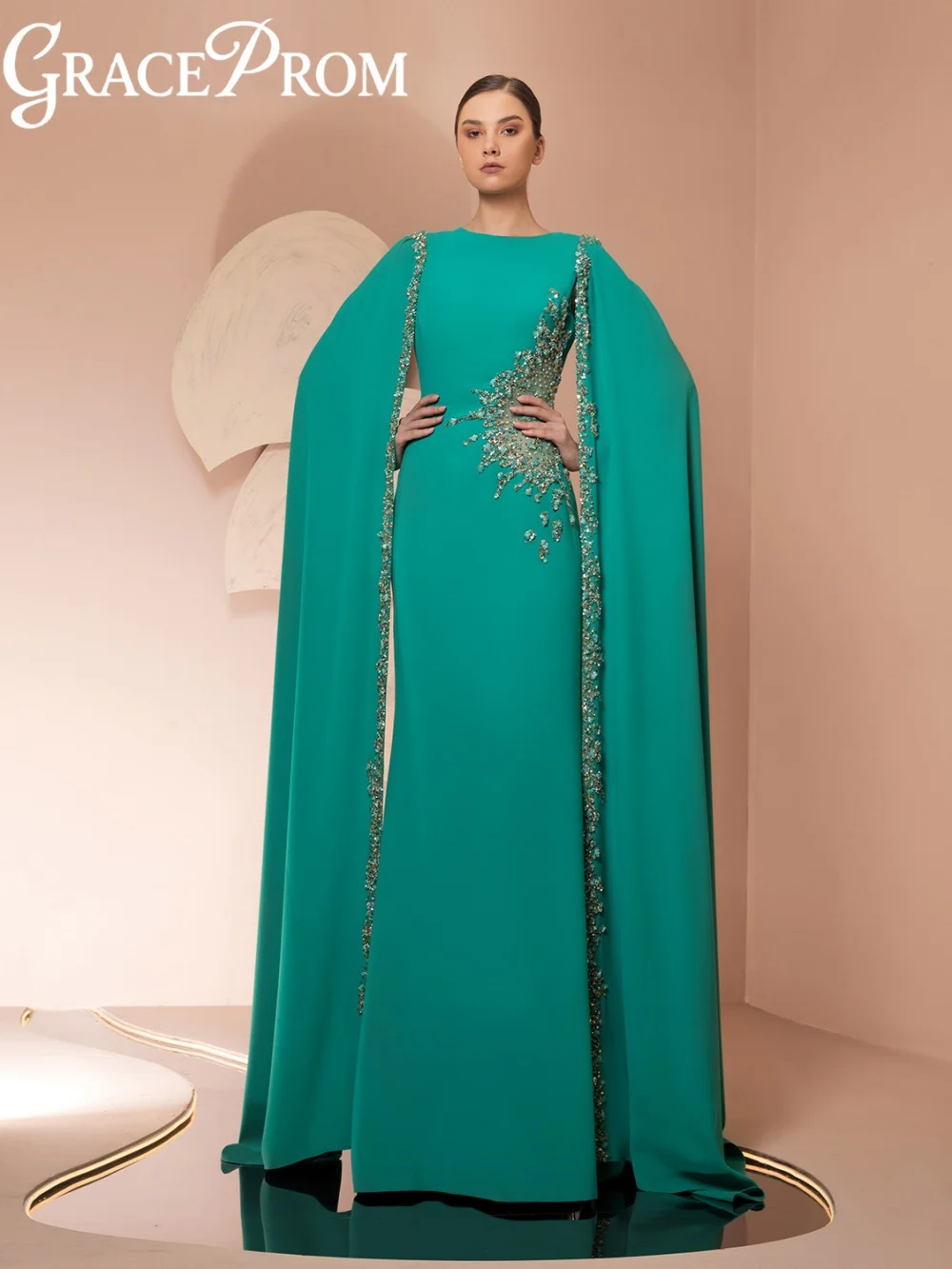 

Новое поступление, вечернее платье с кристаллами и рукавами-накидкой, скромные прямые длинные платья для матери невесты на свадьбу по индивидуальному заказу