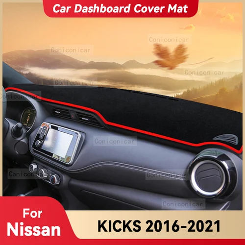 Para NISSAN KICKS 2016-2021 2020 cubierta para salpicadero de coche, alfombrilla parasol, alfombrilla para evitar la luz, accesorios de protección para alfombras de instrumentos
