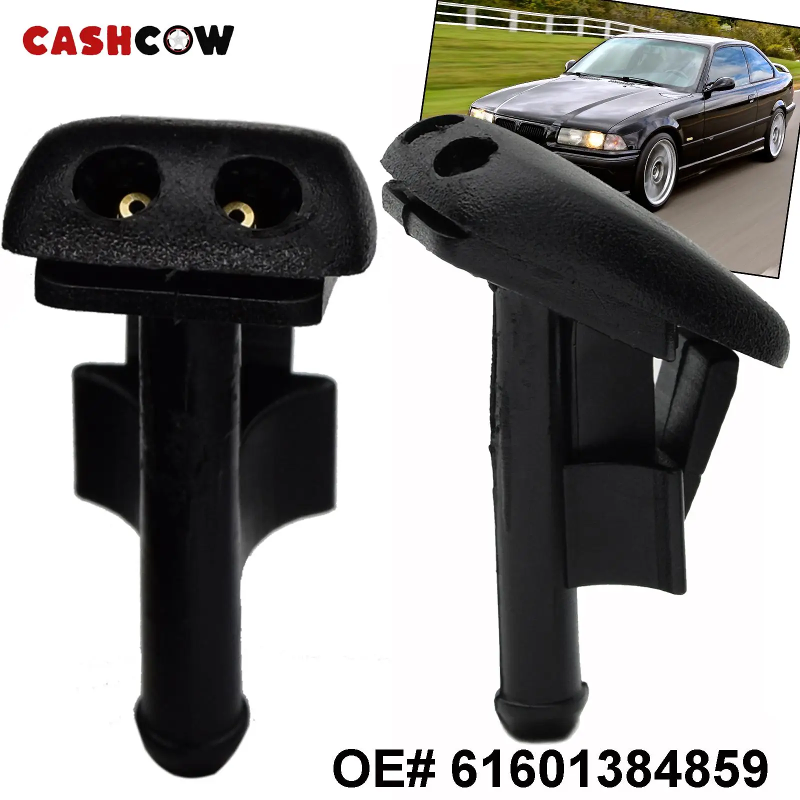 CASHCOW Pair Auto Car Windscreen Wiper Water Spray Jets Washer Nozzles 61601384859 For BMW 3 Series E36 316 318 320 323 325