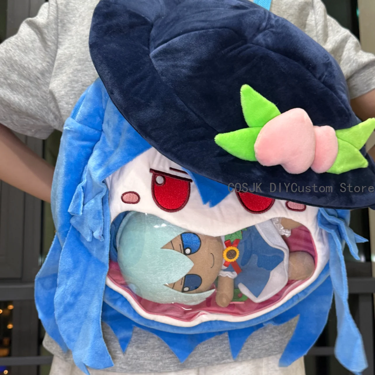 

Cute Anime Hinanawi Tenshi Game Touhou Project Cosplay Plush Itabag Transparent Backpack Messenger Shoulders Bag Student Gift