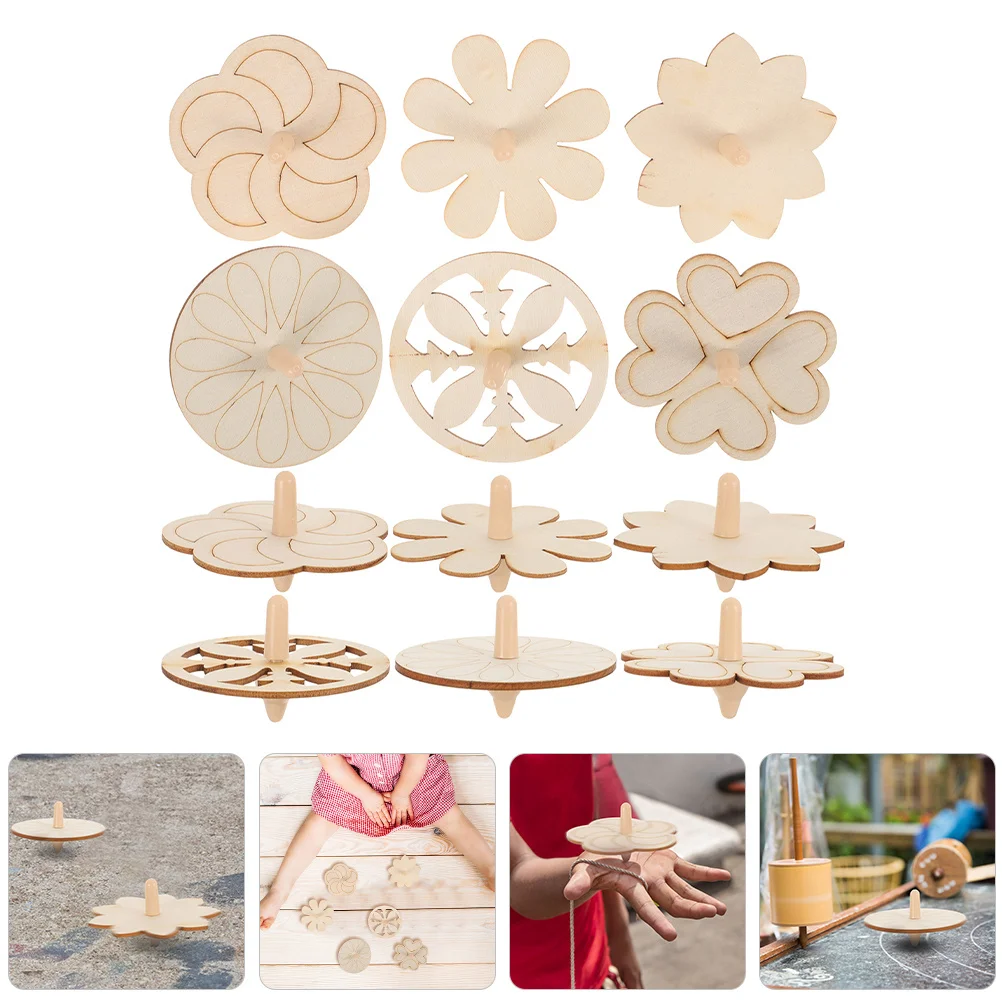 

18Pcs Wooden Gyro Crafts Unfinished DIY Drawing Tops for Kids Natural Wood Portable Hand-Spinning Educational Fidget Art Craft