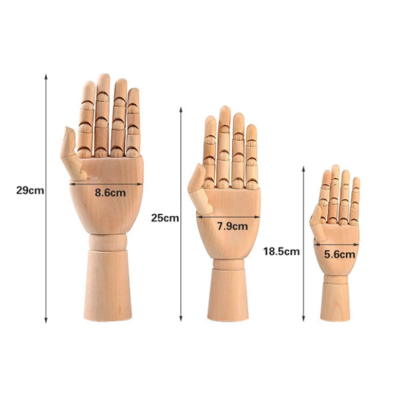 Wooden Hand Figurines Rotatable Joint Hand Model Drawing Sketch Mannequin Miniatures Office Home Desktop Room Decoration