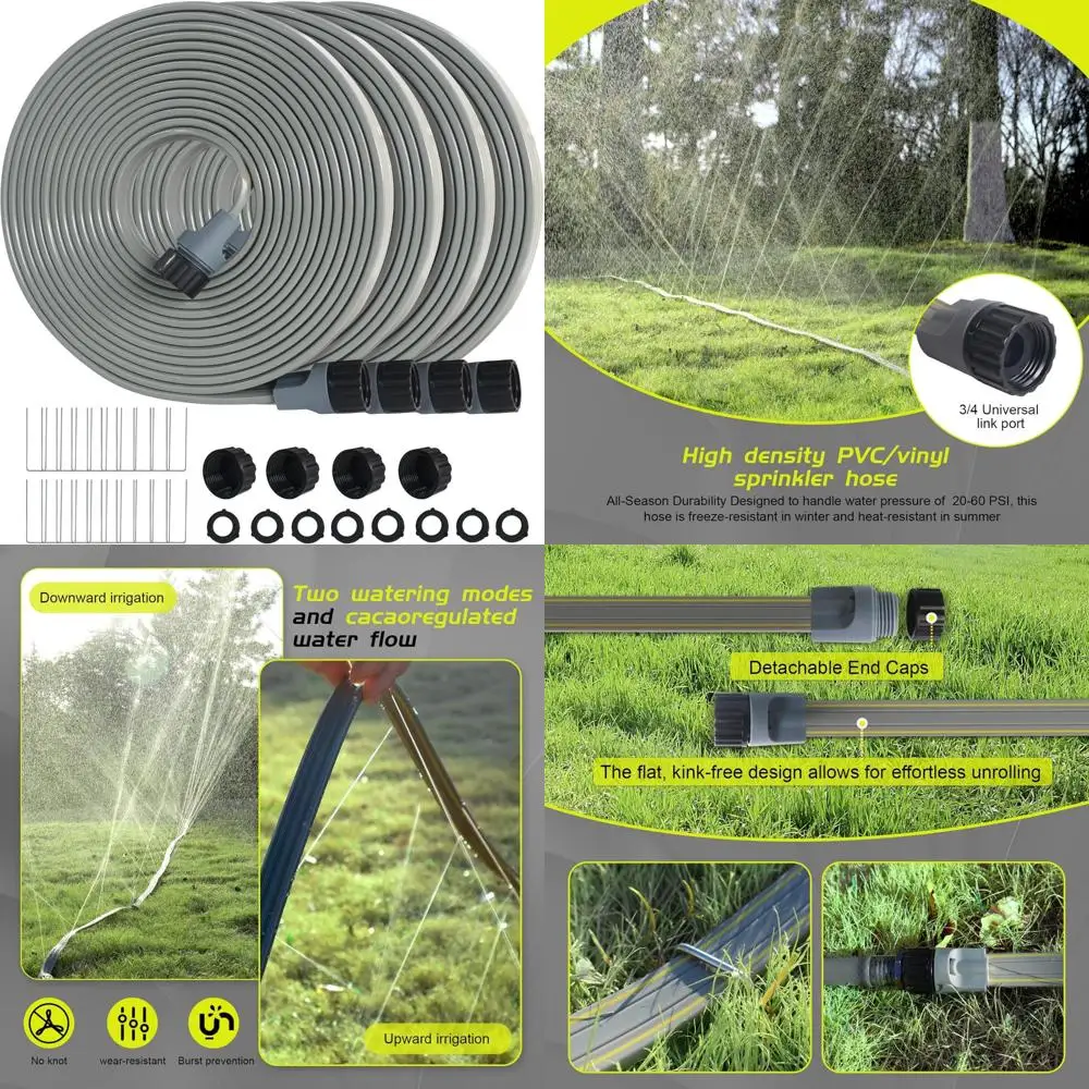 

Спринклерные шланги для газона — водосберегающая система капельного орошения длиной 200 футов, упаковка из 4 штук, идеально подходит для дворов и садов
