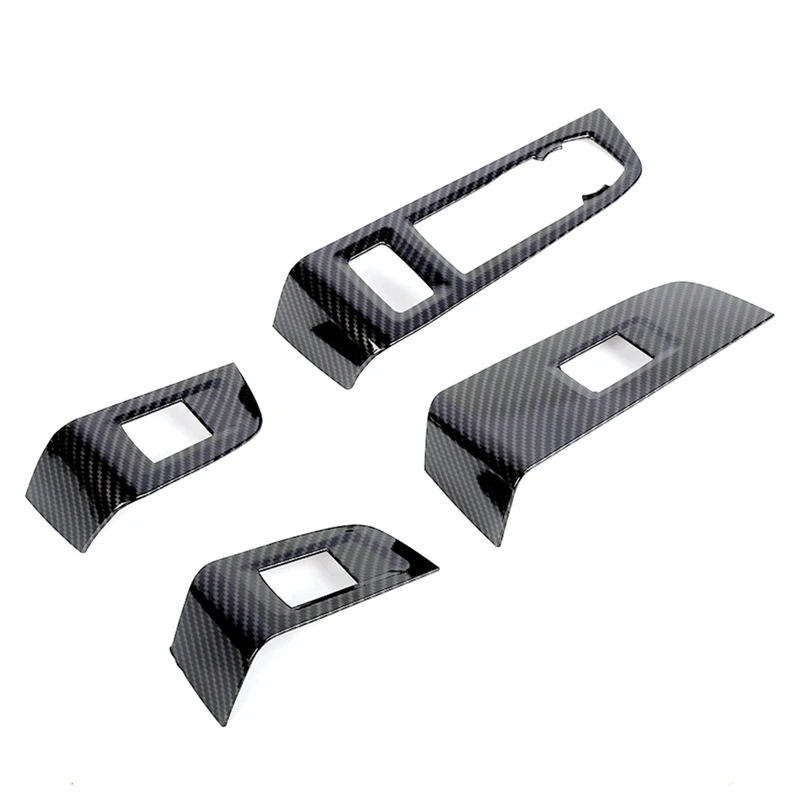 Car Window Lift Switch Panel Cover Trim For Chevy Suburban 2020-2023 Tahoe GMC Yukon 2021-2023 Accessories - ABS Carbon Fiber