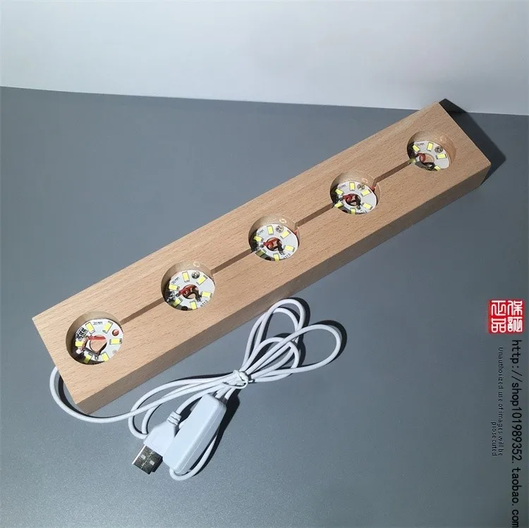 

Real Wood Base Five Ball Lamp Base White Light Base Storage Decoration Ornament Stand for Home Decor Accories