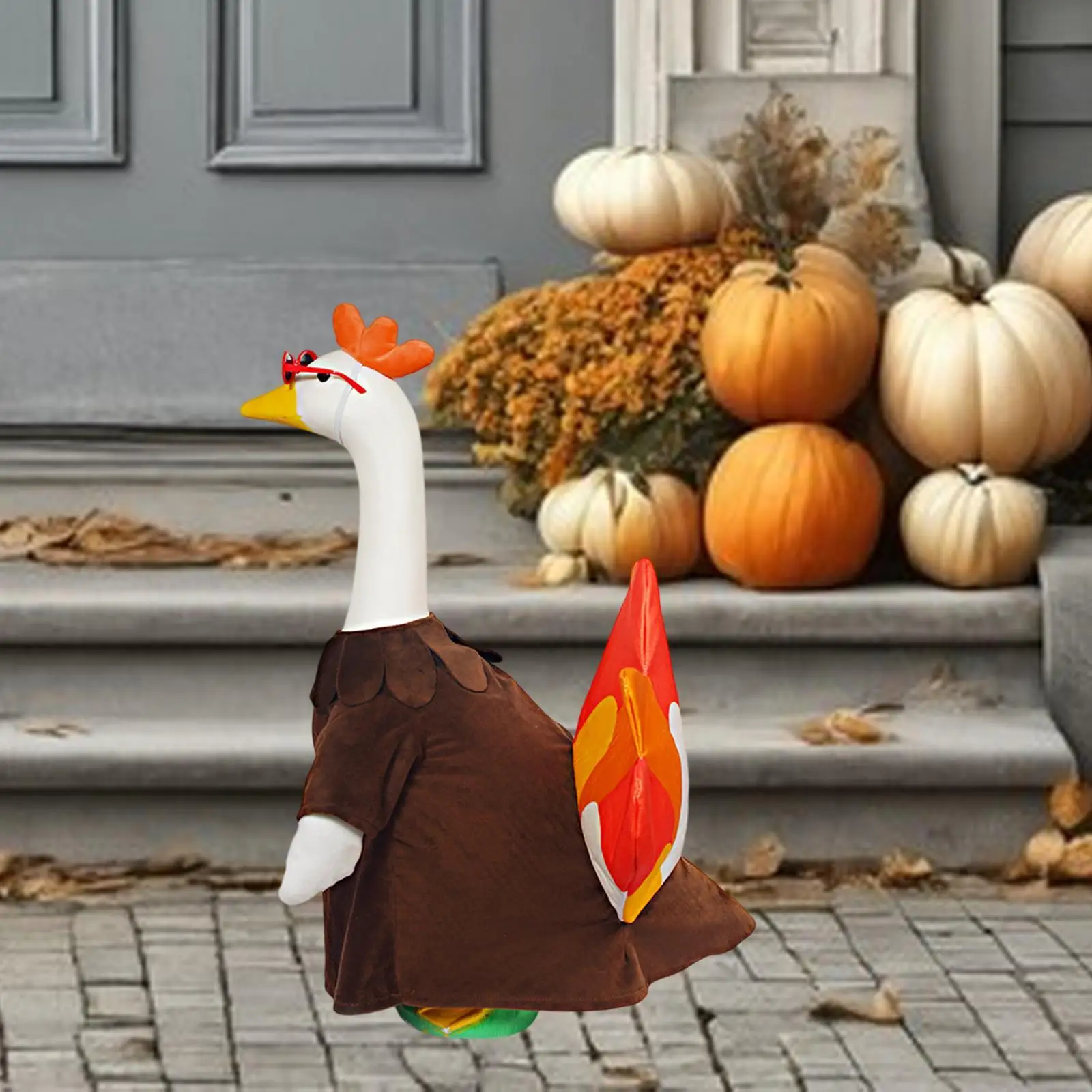 Porch Goose Outfit Holiday Turkey Costume Decorative Bird Lawn Goose Clothing for Thanksgiving Home and Garden Decoration