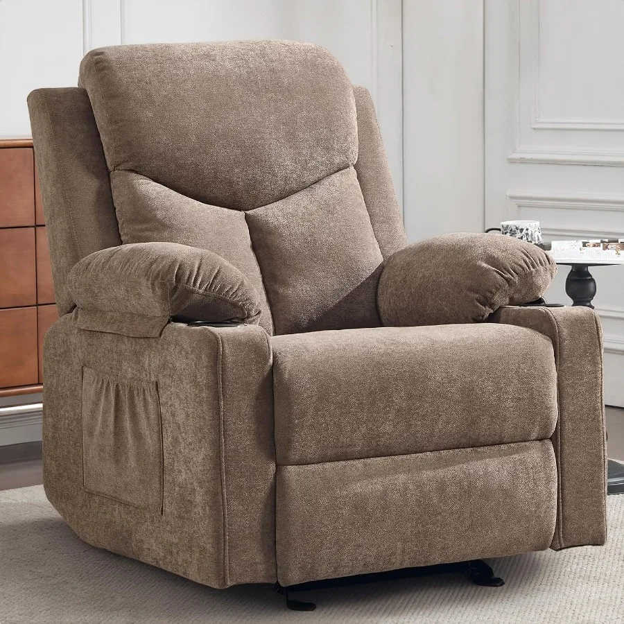 Massage Rocker Recliner Chair for Adults: Ergonomic Design, Premium PU Leather, Charcoal Gray, 5-Zone Massage Zero-Gravity Recl