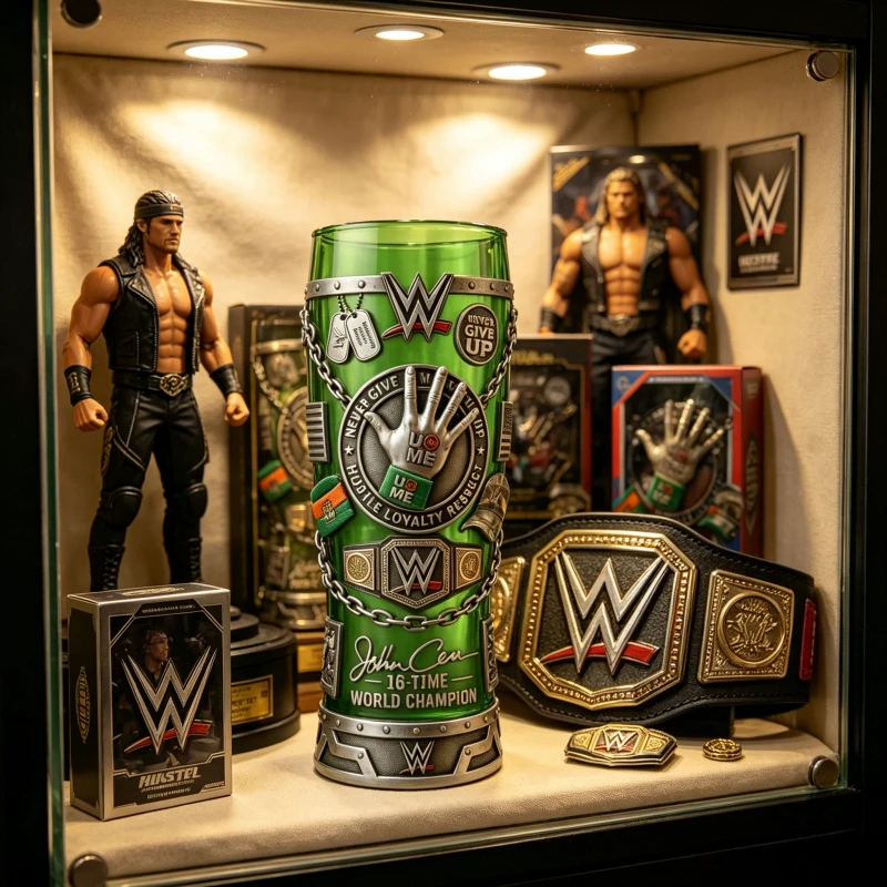 Vaso con Diseño de John Cena de la WWE, Taza de Café Verde con Relieve 3D para Fanáticos de la Lucha Libre, Coleccionable