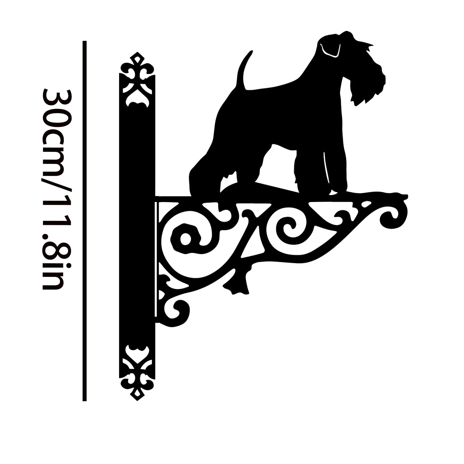 Animal Schnauzer Metal Wall Art Decor Door Hanging Frame Corner Iron Window Outdoor Garden Pet Dog Theme Sculpture Home Decor