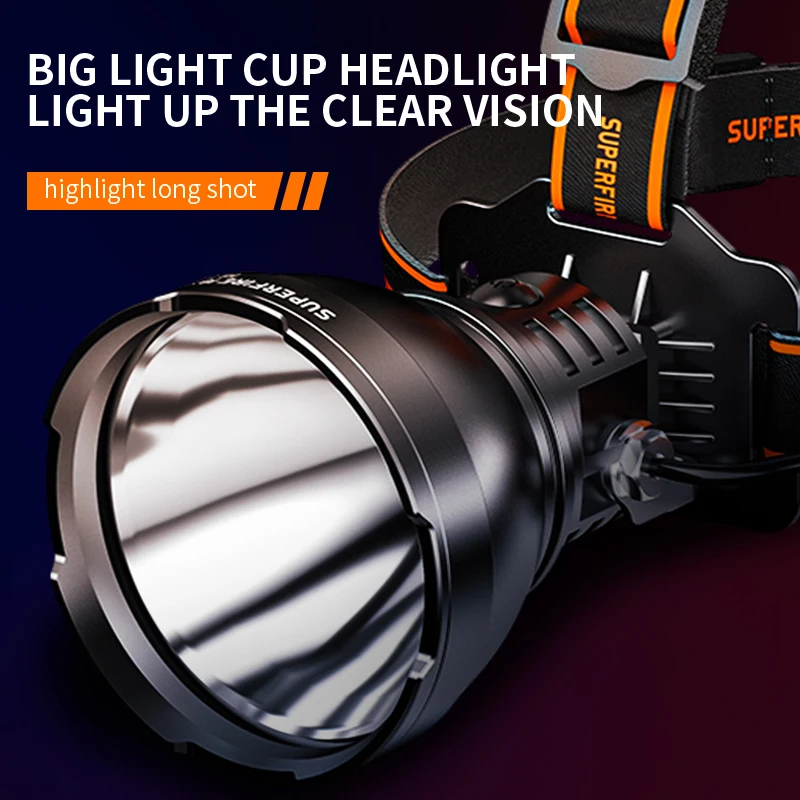 SUPERFIRE HL60 XHP90 Super Bright USB C Rechargeable Headlamp Portable Headlight 21700 for Fishing Camping Head Flashlight