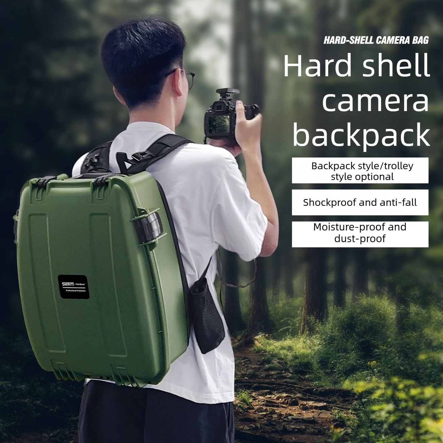Rolling Camera Case Hard Shell Shockproof Camera Bag Drop Proof Moisture Proof Camera Backpack Dust Proof Outdoor Case
