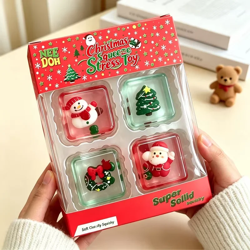 NEEDOH Mini 4-pack Set Nice Cube Stress Relief Squishy Cube Anti-Anxiety Squeeze Object Fidget Toy Holiday Gifts Set New 2026