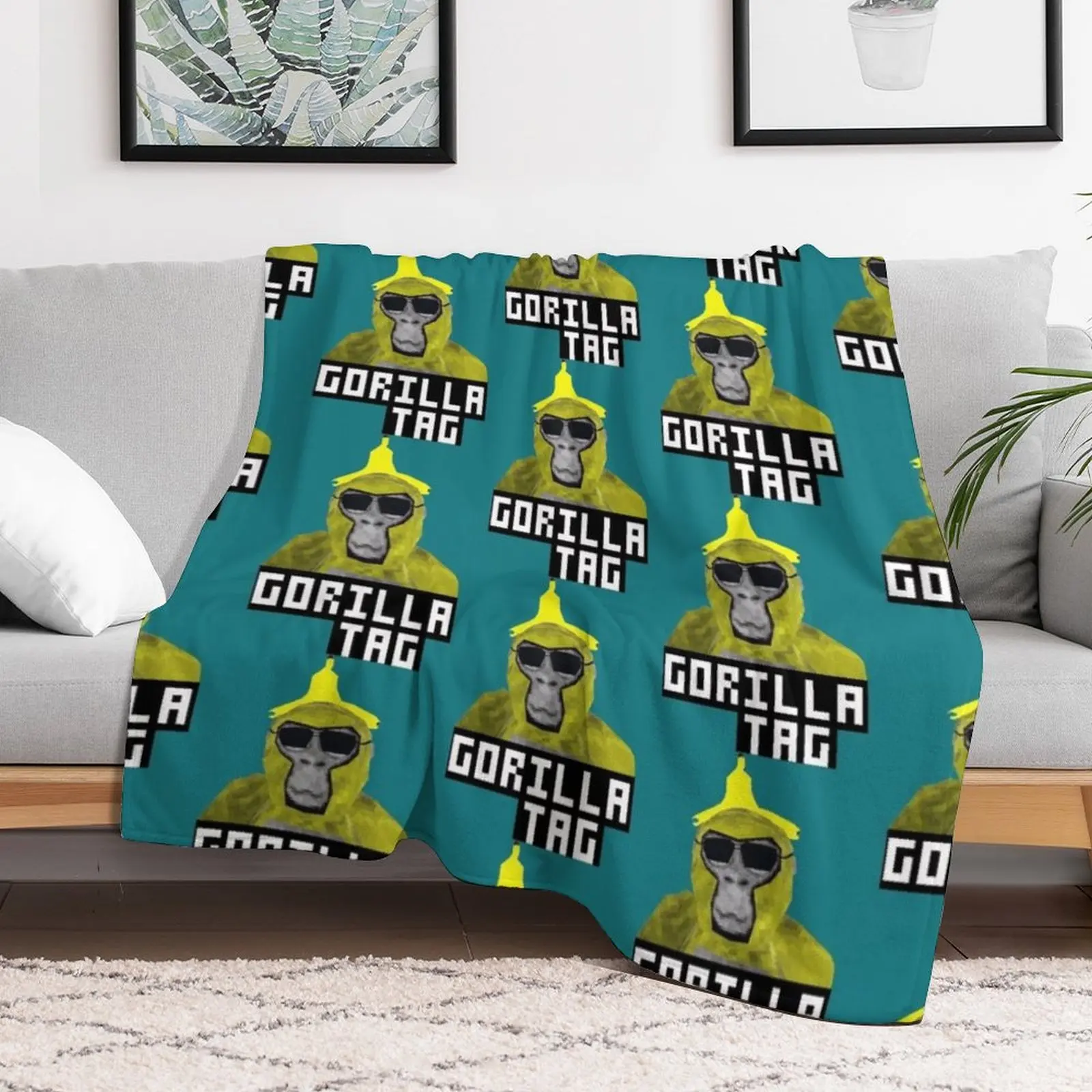 Gorilla Tag Monkey Banana Peel Gorilla Monke Gorilla Tag PFP Maker Throw Blanket