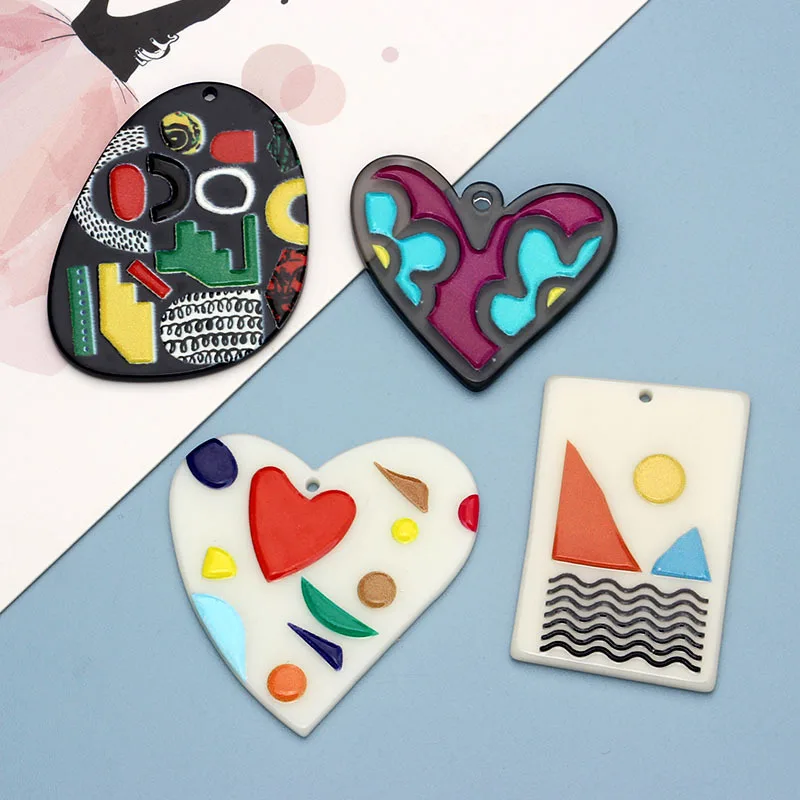 10pcs Love Heart Pendant Charms Necklace Earrings Making Accessories Round Hollow Pendants for Diy Jewelry Making Supplies