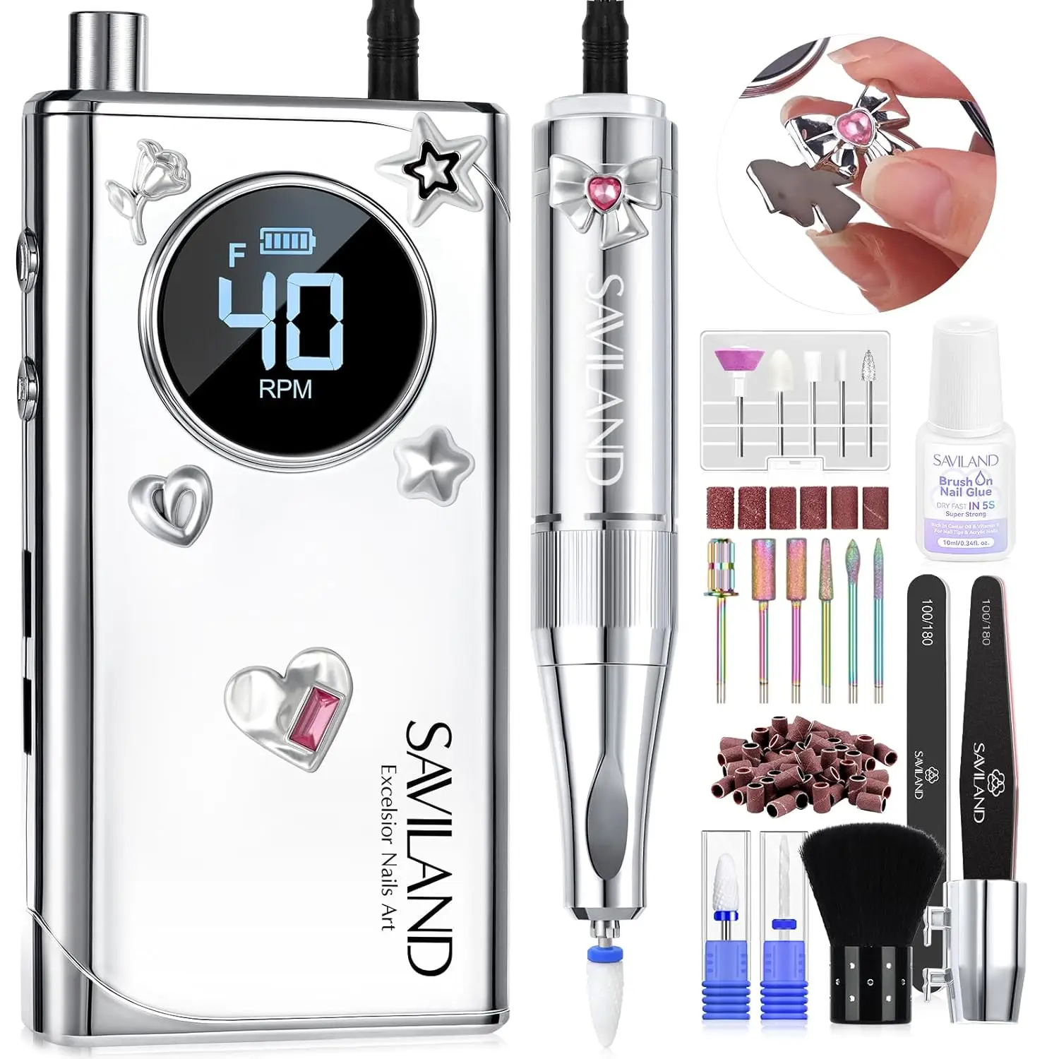 Professional Electric Nail Drill Kit: 40000RPM Portable E-File with Rechargeable Battery for Acrylic Gel Nails