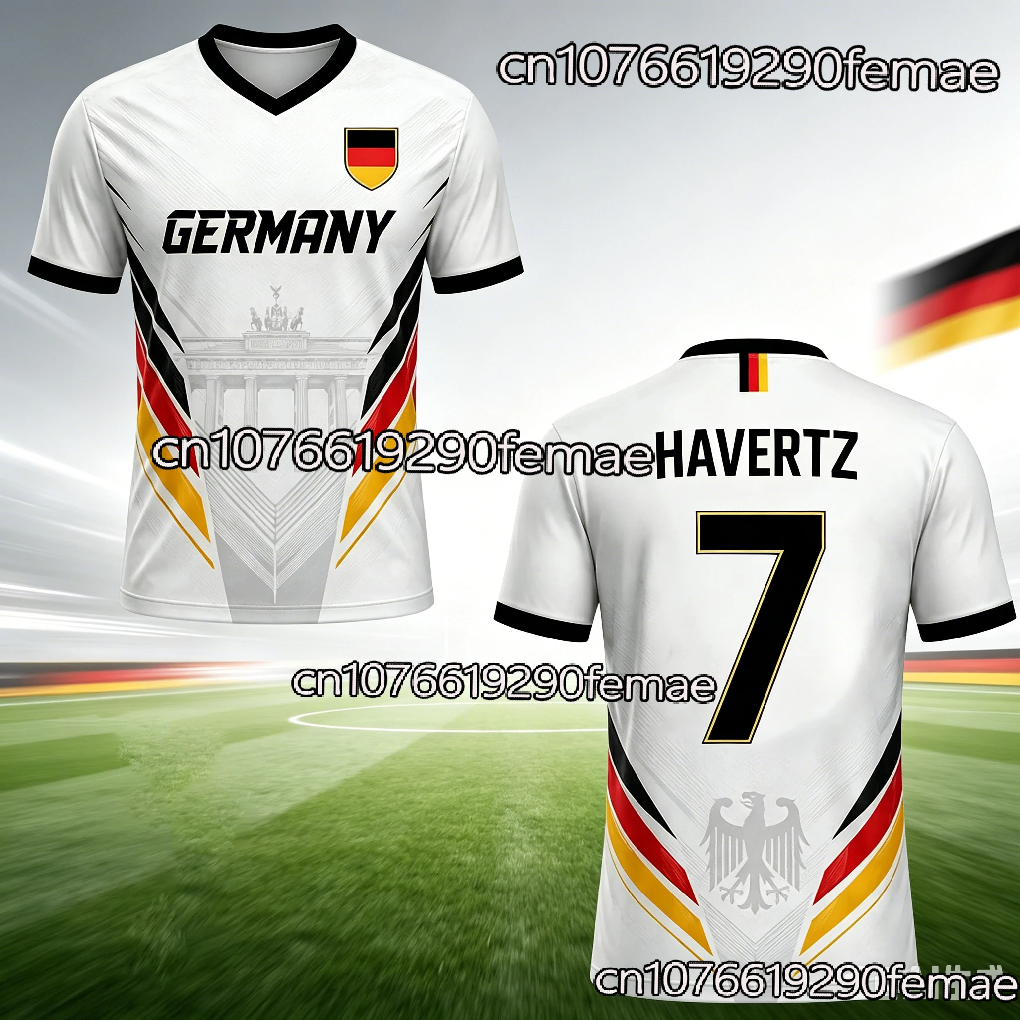 2026 Germany Soccer Jersey Style Kids T-Shirt Breathable Black Yellow Red Color Name Number Printing Summer Top Fan Gift
