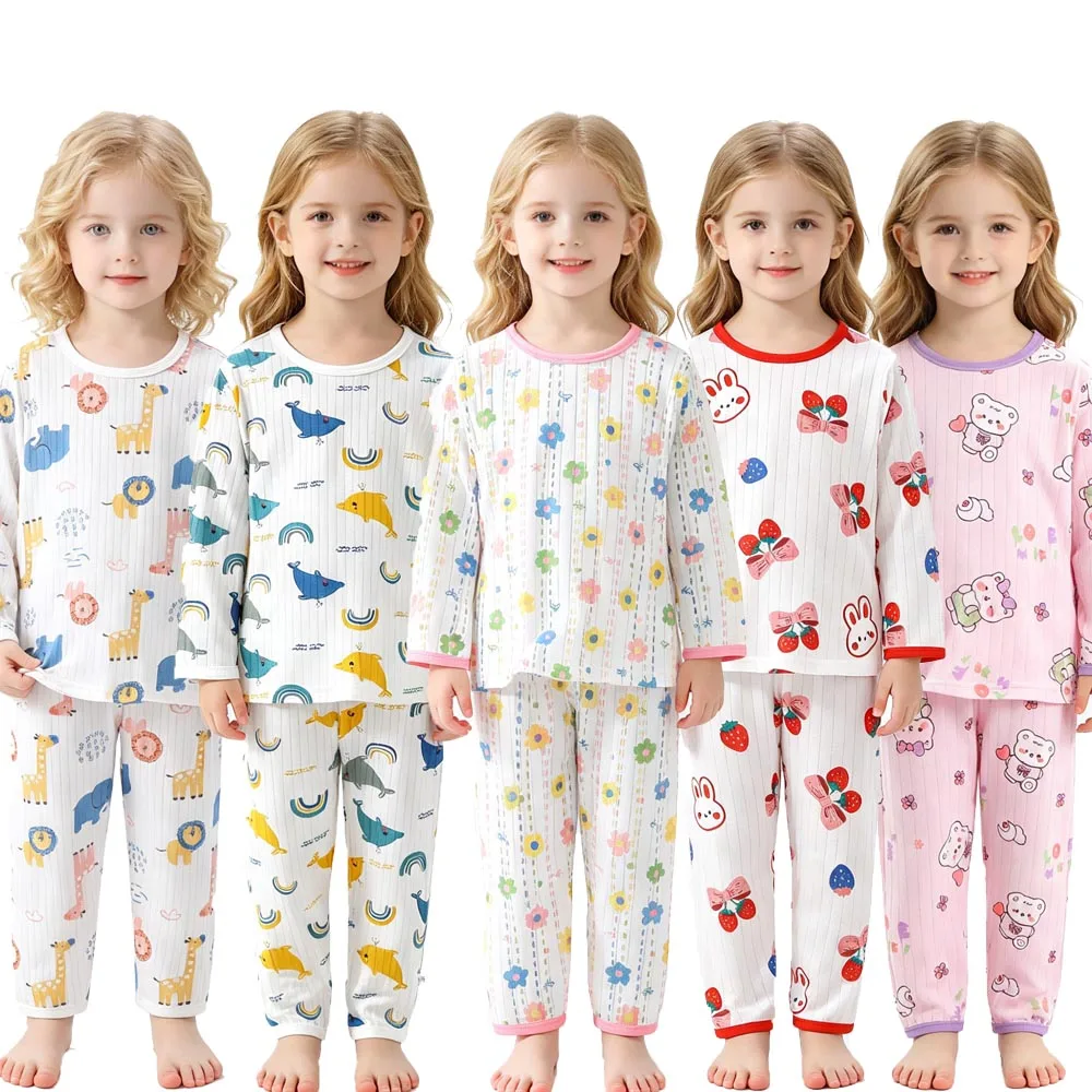 Toddler Baby Girls Pajamas Sets Animal Cartoon Children Sleepwear Kids Homewear Nightwear for 0-10 Years Baby Homewear Pijamas