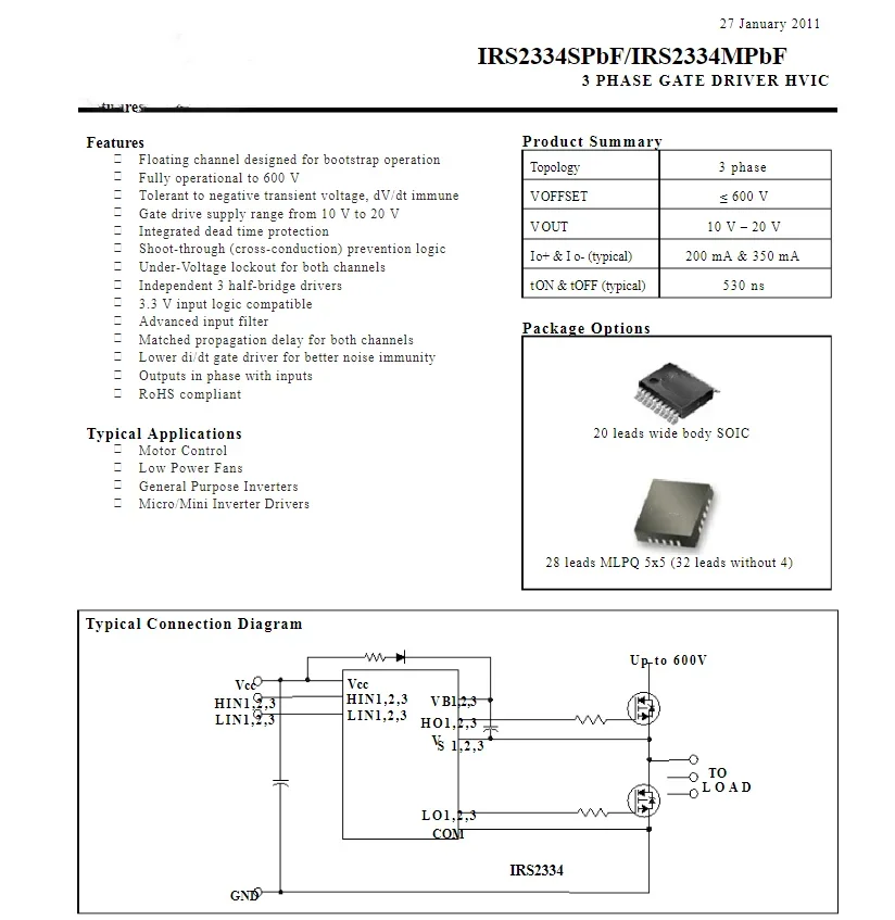 IRS2334STRPBF IRS2334S IRS2334SPBF SOP-20 IRS2334 IRS2334STR 600V/0.35A 3 Pha Cổng Lái Xe HVIC 100% Thương Hiệu Mới ban Đầu