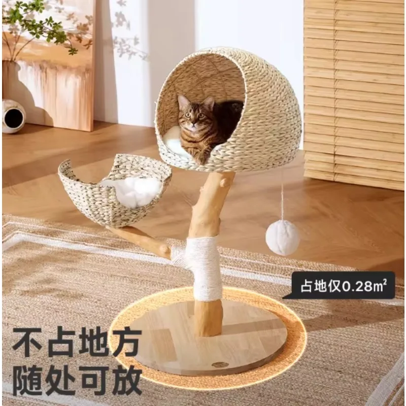 

Cat climbing frame trunk log wind wood tree cat tree rattan all solid wood does not take up space cat frame
