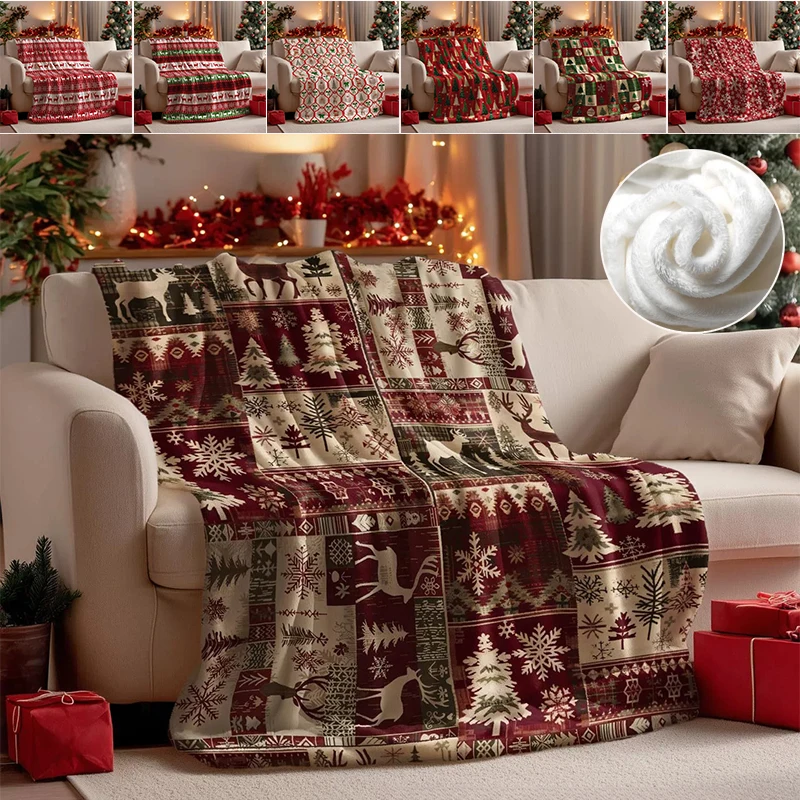 

Christmas-themed Flannel Blanket Super Soft Skin-friendly Living Room Sofa Nap Time Leisure Blanket Christmas Gift Plaid Coperta