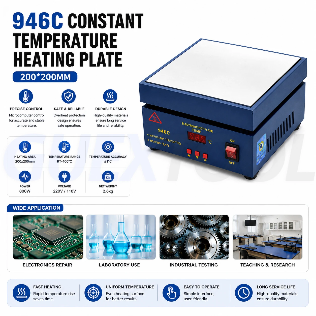 Heating Station Electronic Hot Plate Table Preheating Platform 0~400℃ For BGA PCB SMD Phone LCD Touch Screen Repair 200*200mm