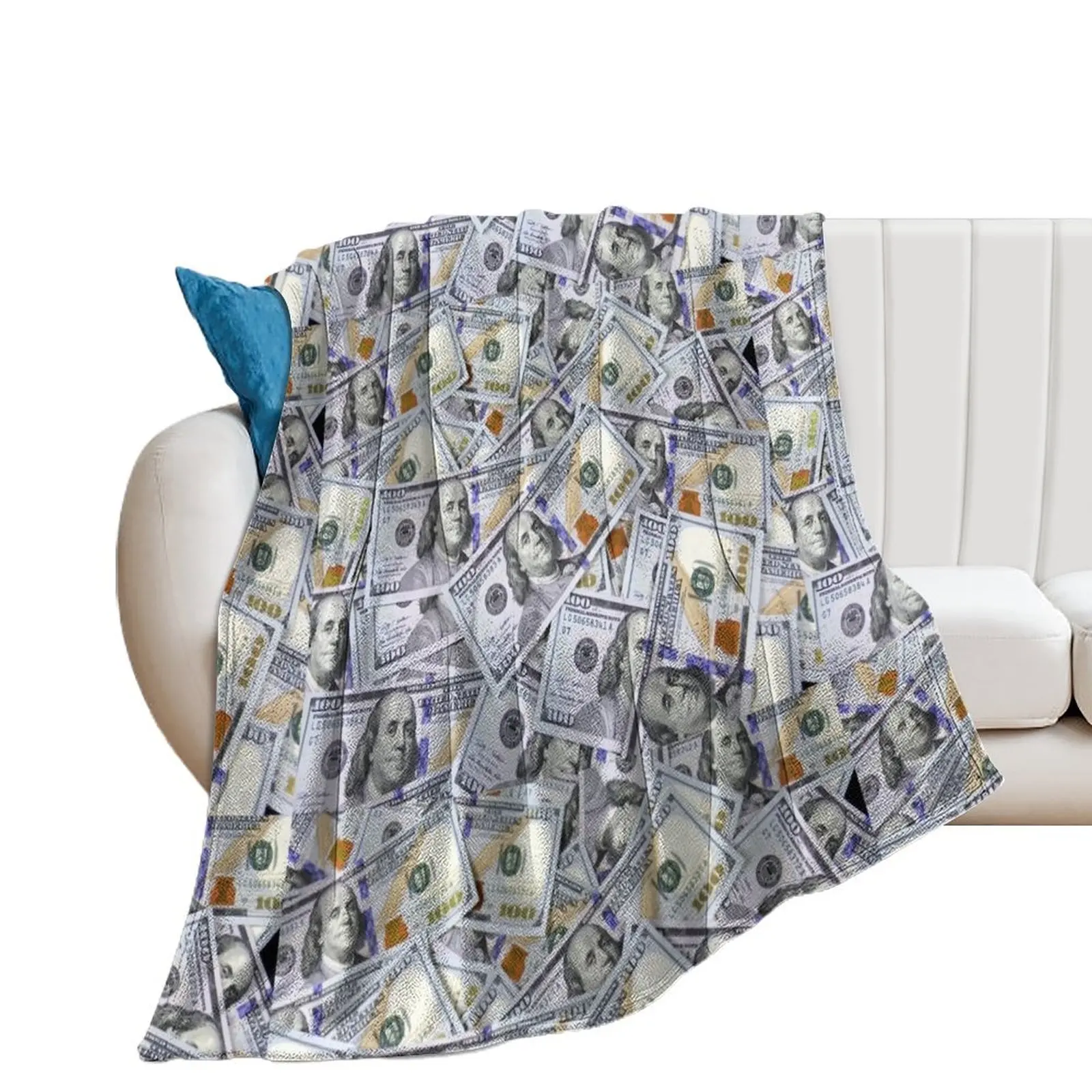 

One Hundred Dollar Bills Throw Blanket Tourist Warm Blankets