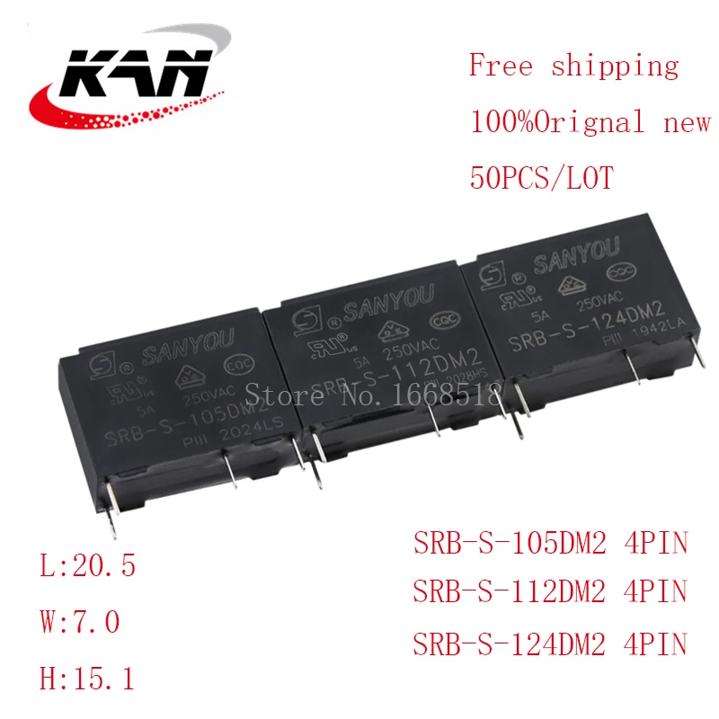 

Free shipping 50pcs Relay SRB-S-105DM2 SRB-S-112DM2 SRB-S-124DM2 5VDC 12VDC 24VDC 5A 250VAC 4PIN Original New