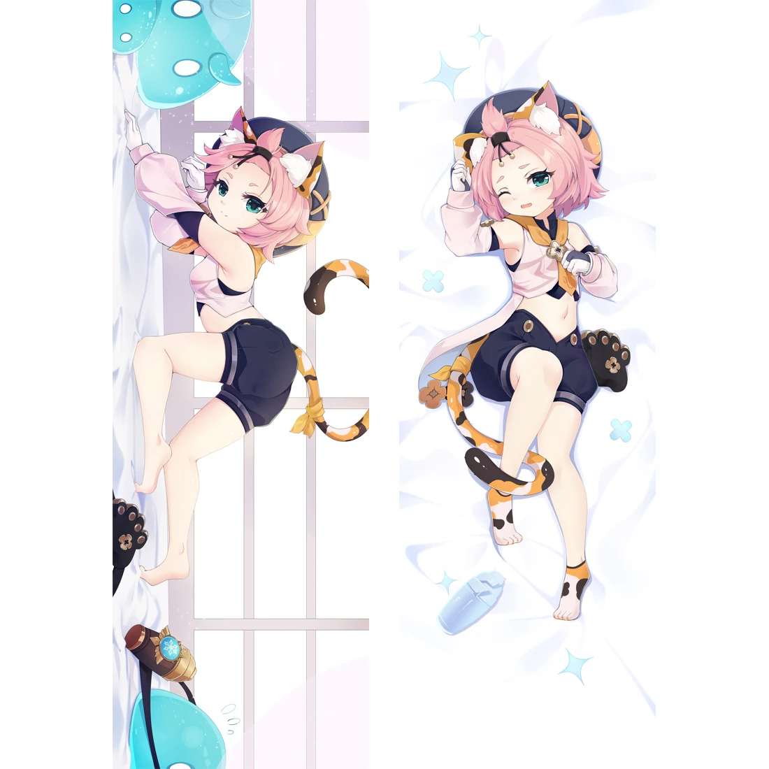 

60x180cm 2WAY/WT Genshin Impact Diona Cosplay Dakimakura Pillow Case Double Side Printed Hugging Body Peach Skin Pillowcase