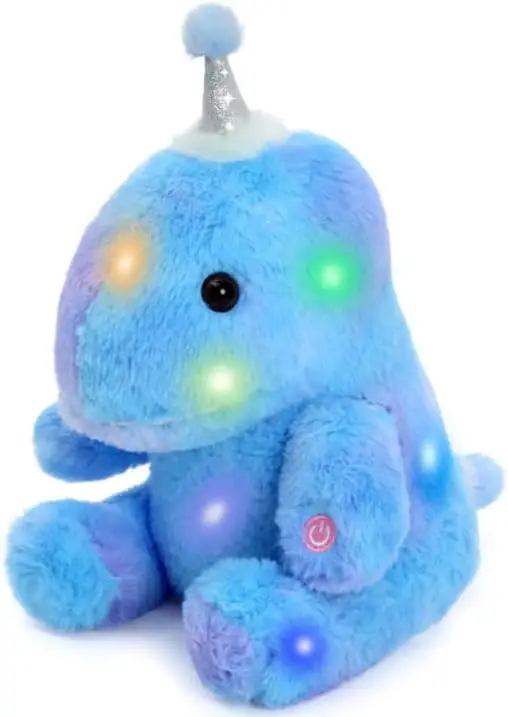 Tezituor Light Up Dinosaur Stuffed Animal Soft Cute Night Light Dinosaur Plush Toys with Colorful Light Gift for Kids