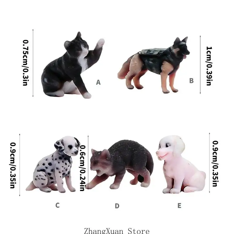 Winzige Haustierverzierung, Harzmaterialien, Miniatur-Hunde-/Katzenmodell, perfekt für Bücherregal-Ausstellung und kreative – Detail 6