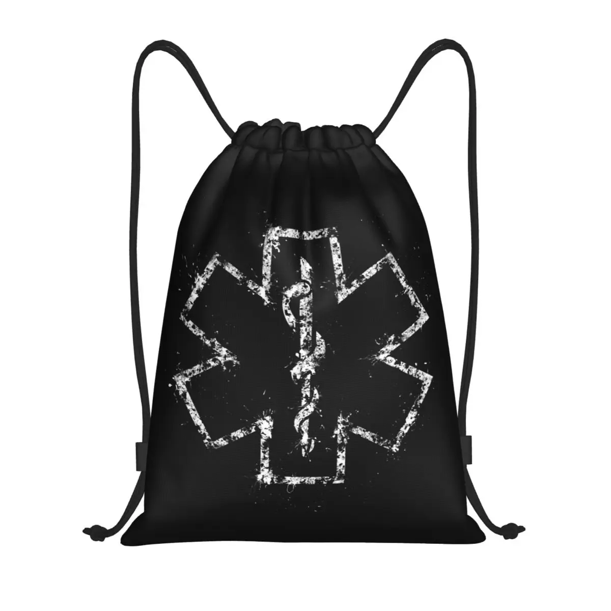 Star Of Life Emt Drawstring Backpack Women Men Gym Sport Sackpack Portable Emt Paramedic Medical Shopping Bag Sack