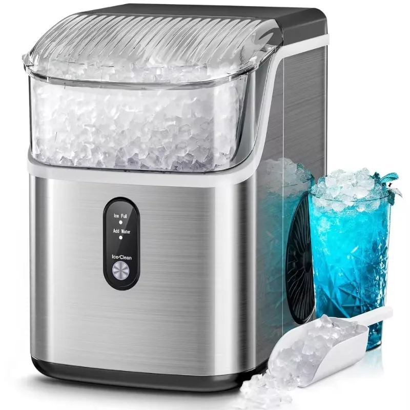 Nugget Ice Makers Countertop,Pebble Ice Maker Machine with Chewable Ice, 35lbs/Day,One-Click Operation