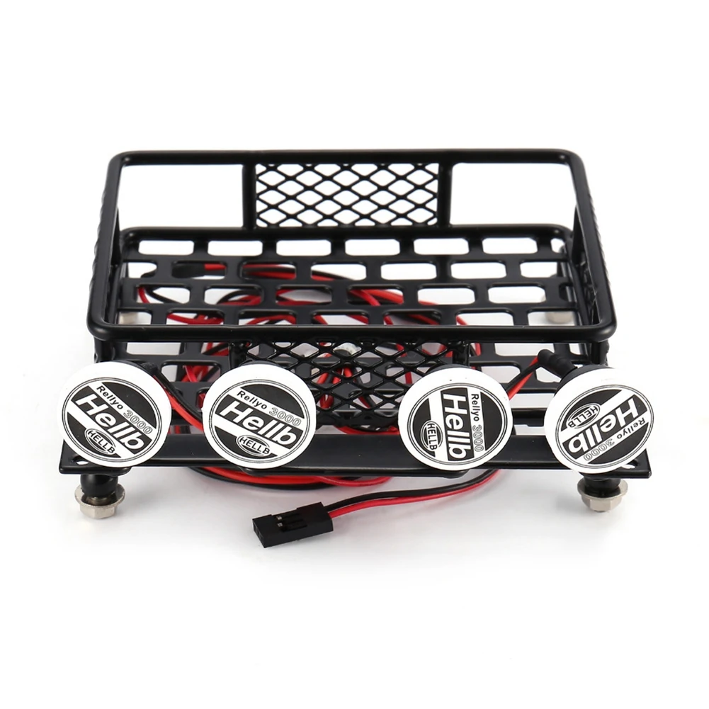 Metal 115X107Mm Luggage Carrier Roof Rack with Spotlights for Tamiya CC01 CR01 RC4WD D90 Axial SCX10 1/10 RC Crawler Car