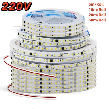 Tira de luces LED adhesiva de 5m, 10m, 20m, 50m, 220V, 230V SMD2835, 120LEDs/M IC IP44, cinta cortable impermeable, blanco frío/Natural/cálido
