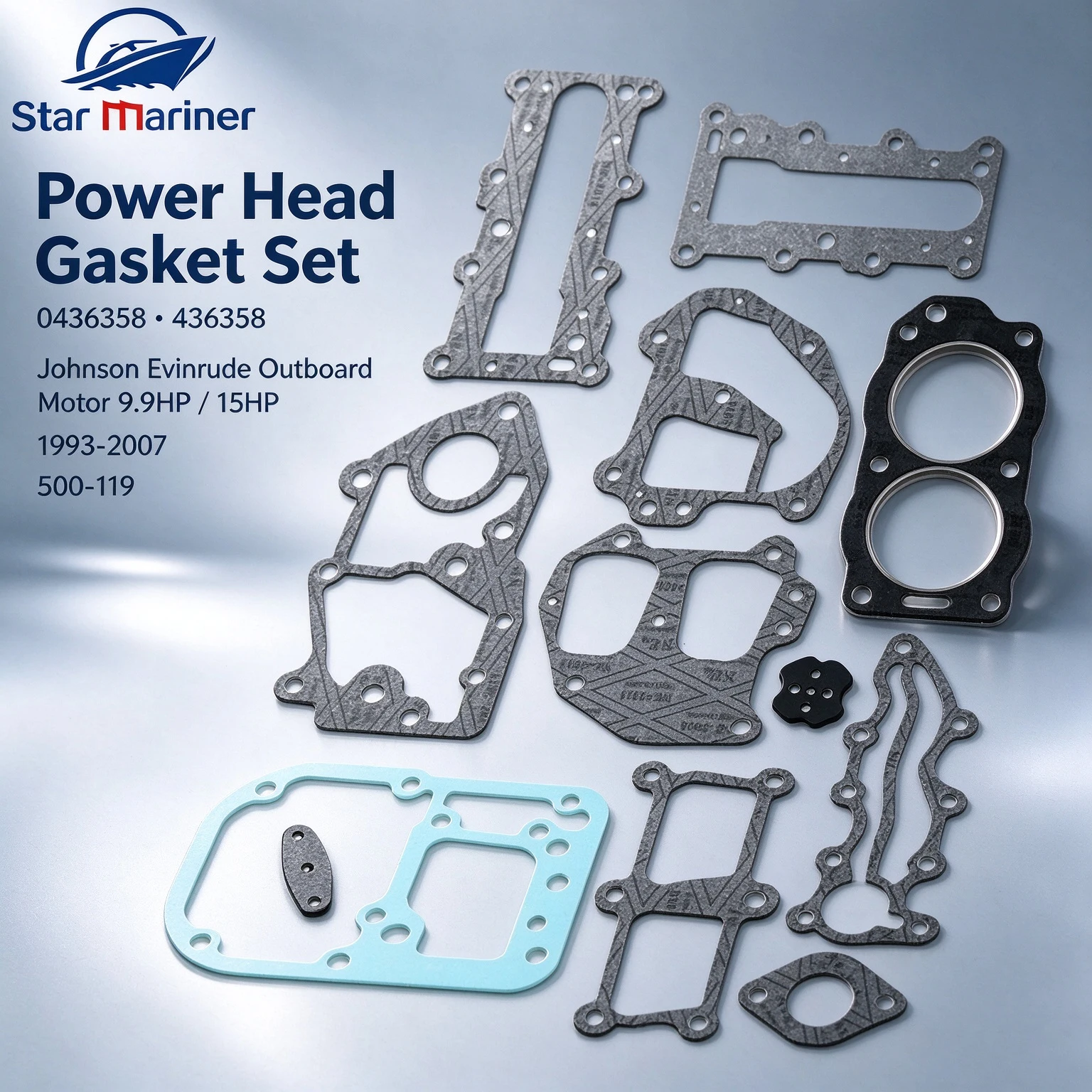 Boat Engine Power Head Gasket Set 0436358 For Johnson Evinrude Outboard Motor 9.9HP 15HP 93-07 500-119 436358 Replacement Parts