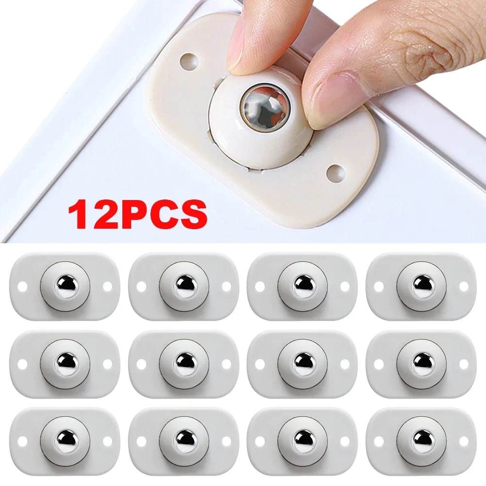 

12Pcs Wheels for Furniture 360 Degree Rotation Paste Swivel Wheel Trash Can Bottom Wheel Pulley Self-Adhesive Furniture Rollers