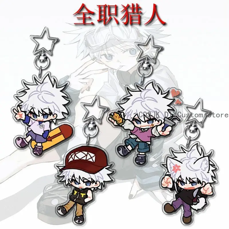 

HUNTER×HUNTER Killua Zoldyck аниме Q-версия брелок со звездой брелок для ключей сумка кулон Kawaii акриловый мини-брелок подарки на день рождения