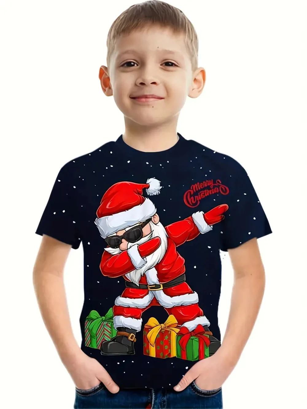 

3d Print Christmas Santa Claus Tee Shirt Kids Boys Clothes Short Sleeve Casual Fashion Children's Clothing T Shirt For Boys