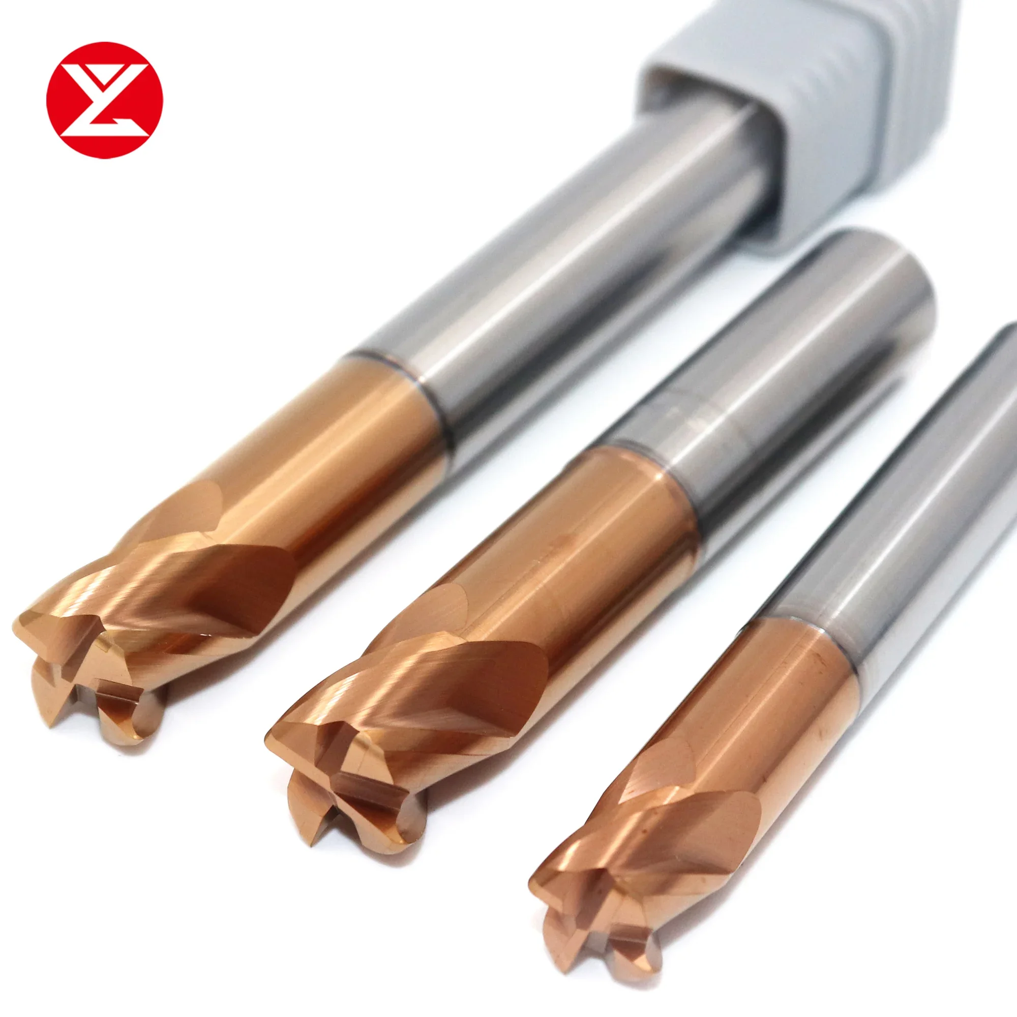 4Flute HRC68 Carbide Bull Nose Corner Radius End mill R0.2 R0.5 R1 R2 CNC R Bullnose Milling Cutter for Steel Hardened materials