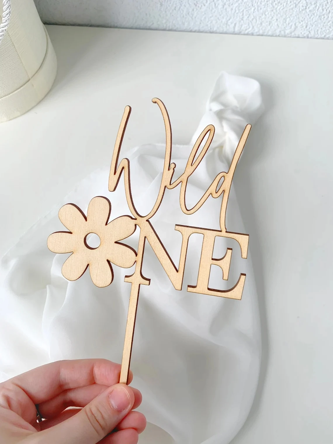 

Wild one cake decor, wooden baby cake topper, one cake topper, first birthday cake topper, acrylic baby topper, daisy cake charm