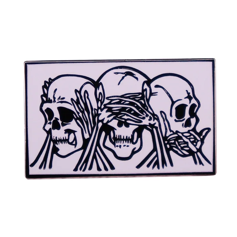 See no evil, hear no evil, speak no evil Brooch Skull Skull Badge Jacket Shirt Backpack Accessories
