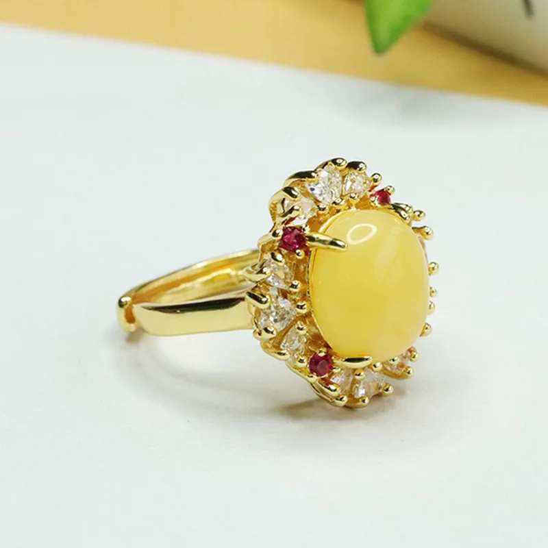 

Натуральное кольцо из желтого пчелиного воска, янтарное кольцо, ювелирное украшение на палец