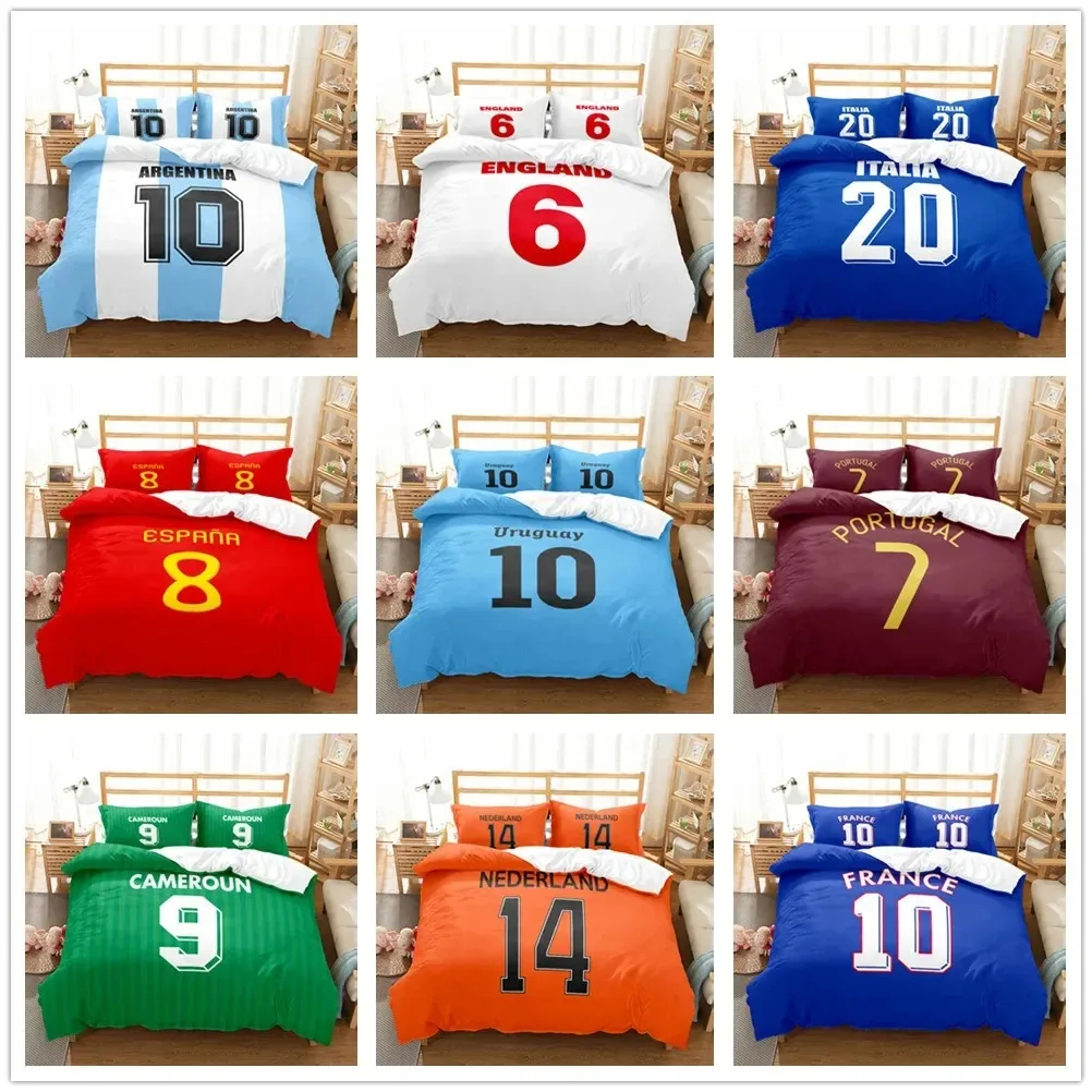 National Soccer Team Core Player Number Duvet Cover Set EU Single Double King US Twin Full Queen Size Bedclothes Comfortable