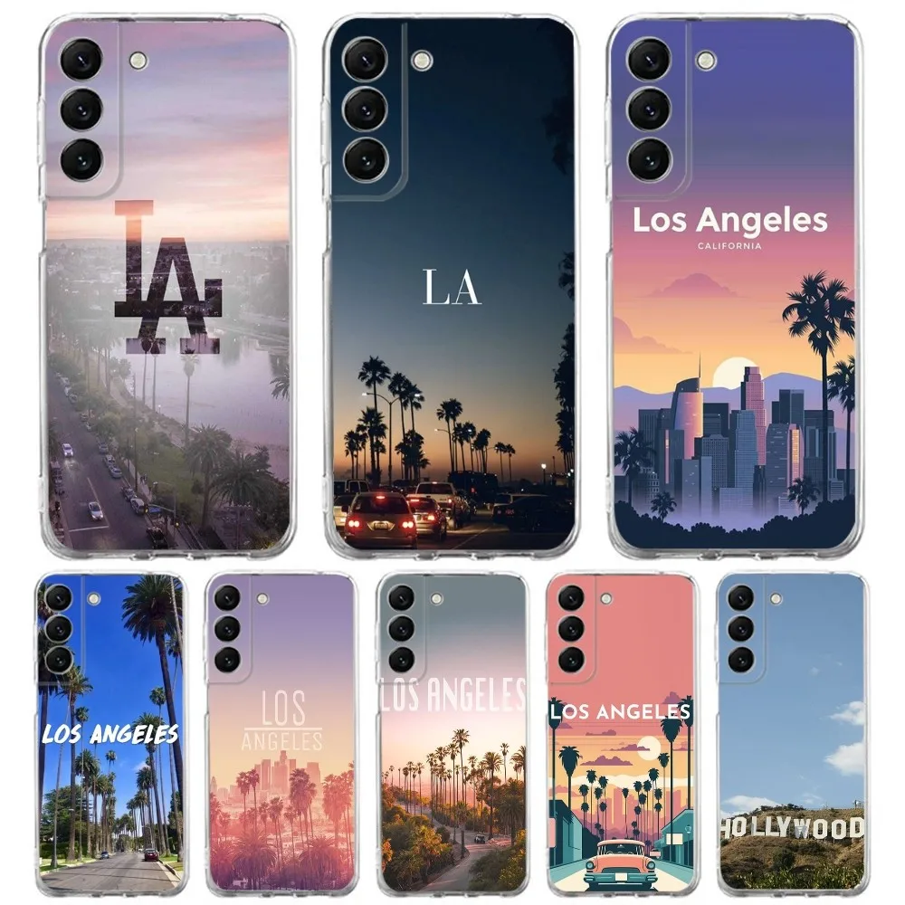 Travel Los Angeles California Phone Case Silicone For Samsung S30,S23,21,22,20 Ultra,FE lite,S10,9,PIus Note20ultra Cover Clear