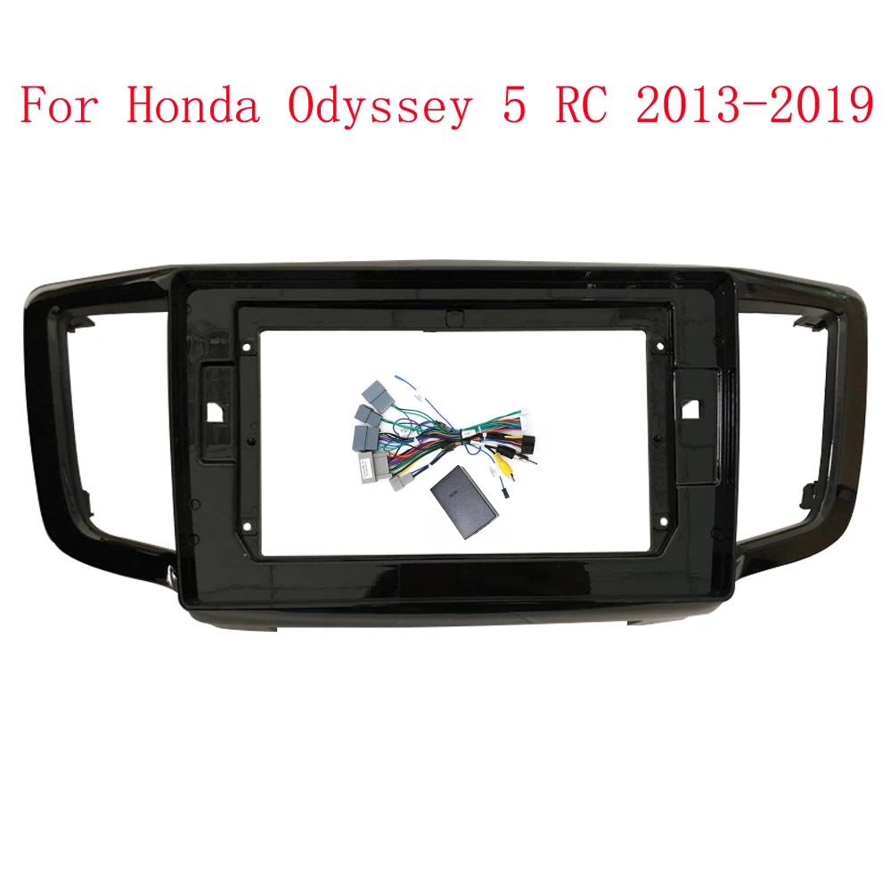 Car Radio Fascias Frame For Honda Odyssey 5 RC 2013-2019 10 inch Stereo Panel Wiring Harness Power Cable Adapter Canbus Decoder