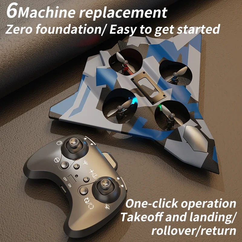 

6Ch Rc Plane Foam Remote Control Fighter Stunt Aircraft Drop Resistant Drone Height Hold Quadcopter Outdoor Games Children Gift