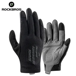 ROCKBROS Spring Summer Bicycle Gloves Breathable Knit Fabric Full Finger Cycling Gloves Touch Screen MTB Road Bike Gloves Mitten